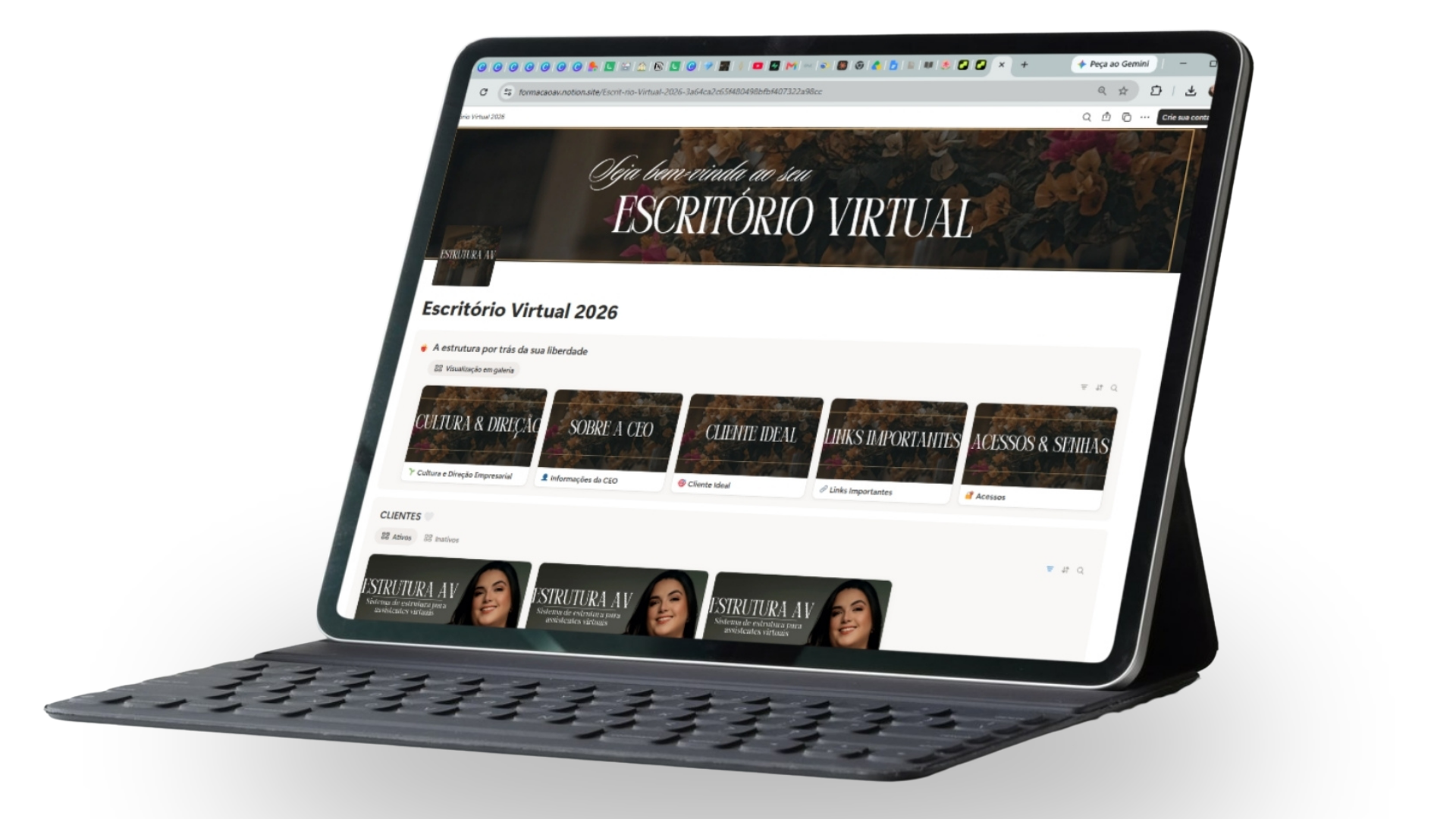 Mockup do Escritório Virtual no Notion